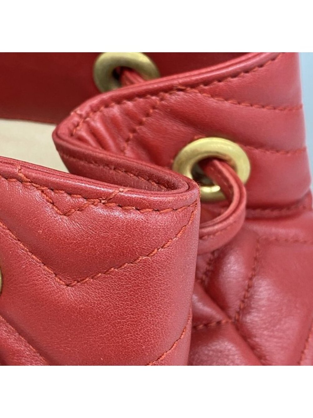 Gucci Backpack GG Marmont Leather Red Gold - Picture 7 of 10